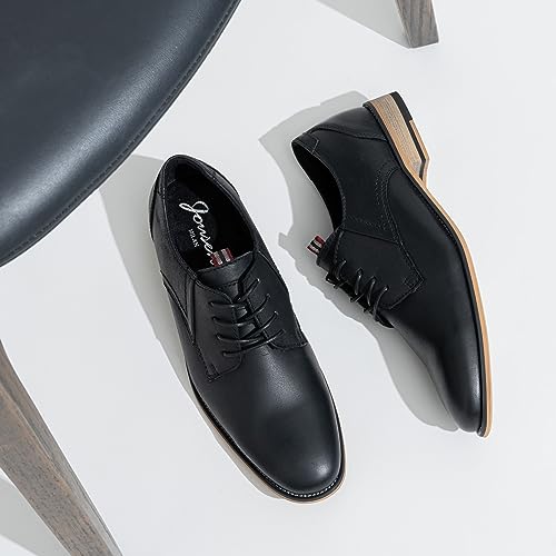 Image of Jousen Men's Dress Shoes Leather Oxford Formal Derby Shoes | Smooth Leather,Retro Plain Toe,All-Day Comfort,Office Work,Wedding Party,Business Meeting,Date Night