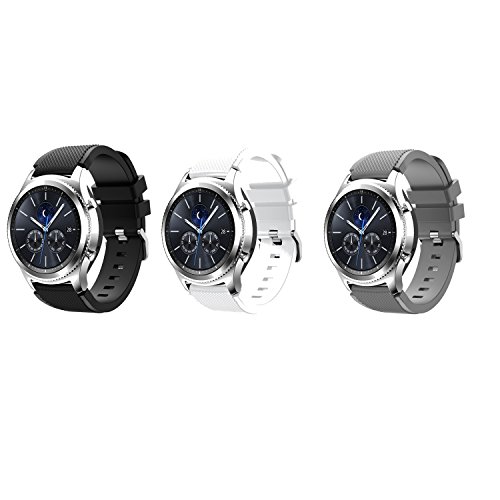 Senter for Gear S3 Frontier Band, (3 Pack) Soft Silicone Sport Replacement Band for Samsung Gear S3 Frontier/Classic/Galaxy Watch (46mm)