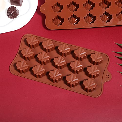 Alipis Silicone Maple Leaves Mold Non-Stick Chocolate Moulds Candy Molds, Brown Reusable Baking Molds For Cake Toppers, 6Pcs #TOP2