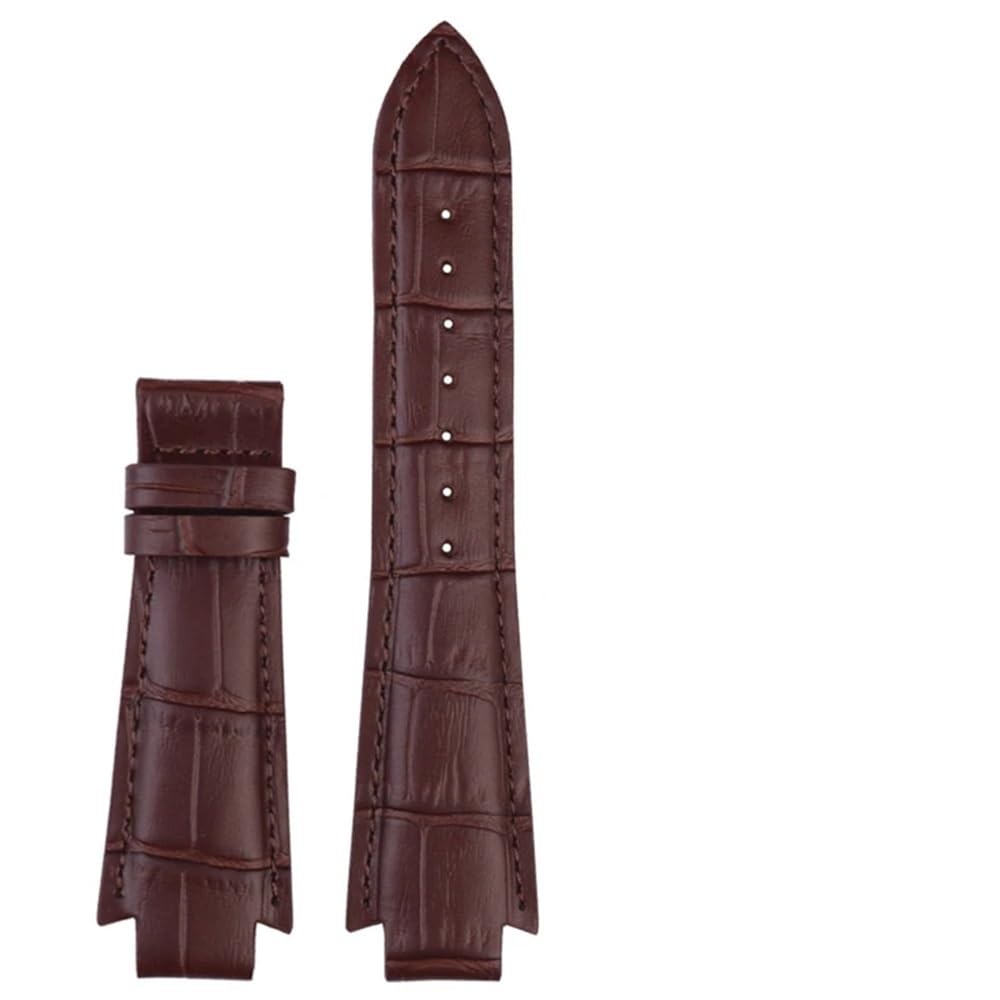 Amaupckca Men's Brown Nk 24X14mm Convex End Genuine Leather Watchband 1853 For Tissot T60 Strap L875/975K Wo Watch Belt Butterfly Clasp Bracelet(Brown Nk)