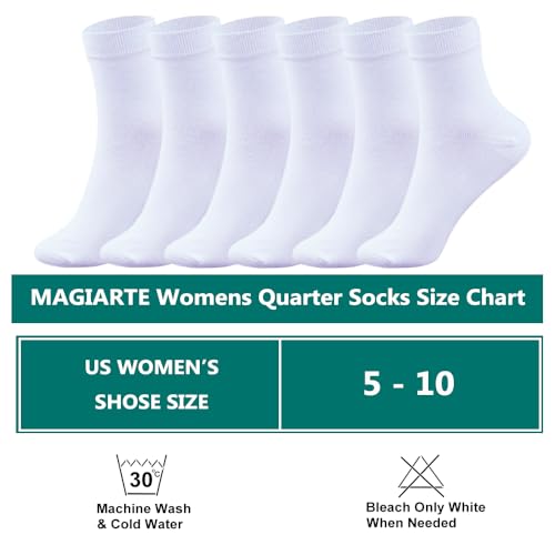 Image of MAGIARTE Womens Mini Crew Cotton Socks,6 Pairs | Anti-pilling Cotton, Casual Athletic, Quarter Calf, Moisture Wicking,Gift box packaging