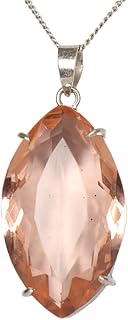 GEMHUB Rose Quartz 925 Silver Marquise Shape Pendant 93 Carat Hydrothermal for Office