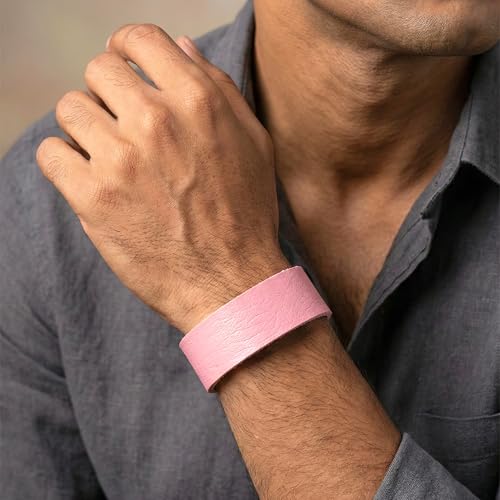 Image of THE MEN THING BLAZEFIT STRAP - 18mm Genuine Leather Bracelet with Stainless Steel Stud Button Closure for Men & Boys (6.6 /7.1 /7.6 inch)