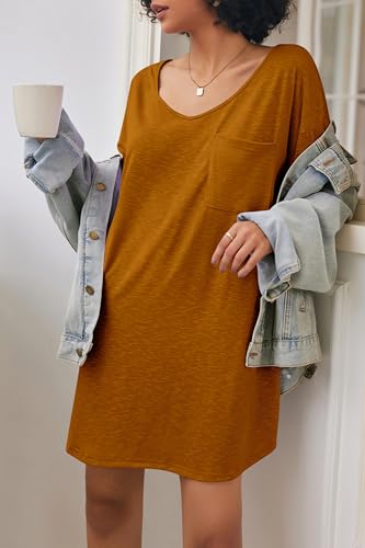 Image of Ekouaer Womens Tshirt Nightgown Cotton V Neck Sleepshirts Comfy Casual Nightshirt for Women