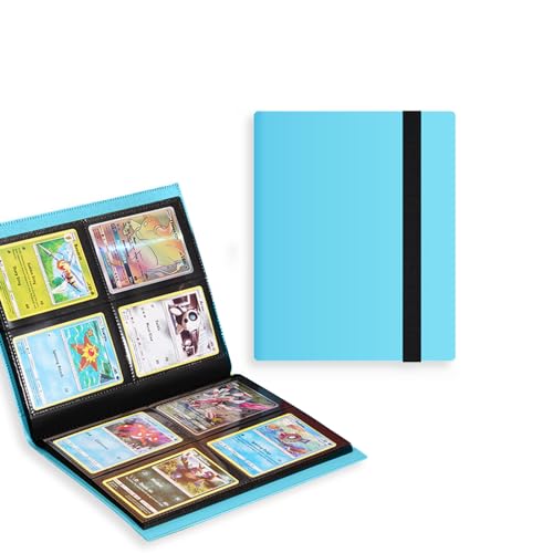 WISSUA カードファイル トレカ バインダー カードケース ファイル スリーブ対応 ゲーム・スポーツカードの収納 (ブルー, 4ポケット160枚収納)