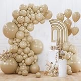 PartyWoo Globos color crema, 155 unidades de diferentes tamaños de 18, 12, 10, 5 pulgadas, beige, marfil, nude, neutro, bohemio, otoño, globos de látex para graduación, cumpleaños, baby shower