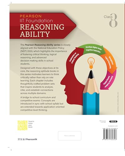 Image of Pearson 2026 IIT Foundation Reasoning Ability class 8|as per National Education Policy (NEP) 2020|Critical Thinking,Logical Reasoning | Includes Reasoning aptitude