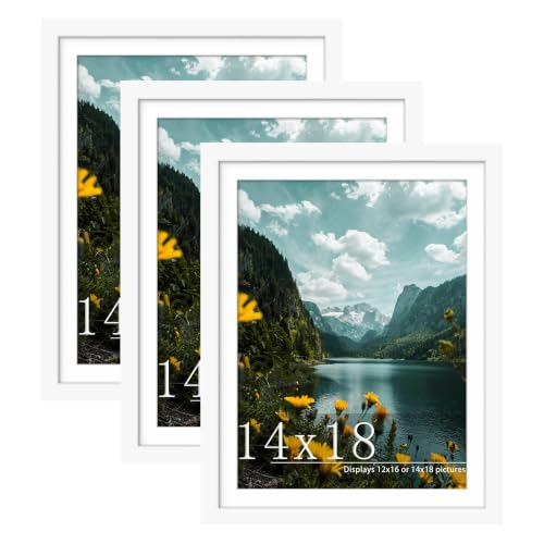 Image of Picrit 14x18 White Picture Frame, Poster Frame for Wall, 3 Pack