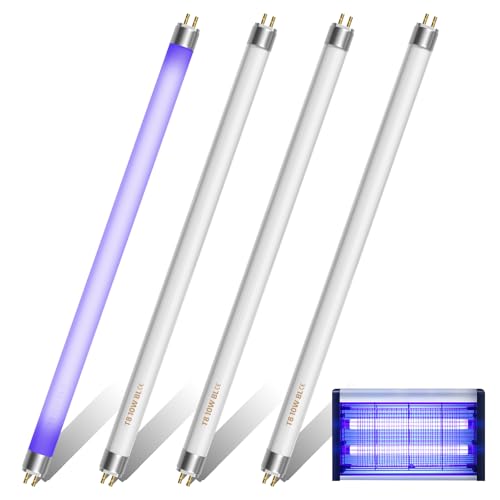 Lustaled FSL BL T8 10W Lámparas de Repuesto para Lampara Antimosquitos, Bombillas de Repuesto, 13in Lámparas UV para 20W Lampara Antimosquitos Anti insectos, Mata Mosquitos Electrico(4 Unidades)