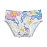 KLL Floral Fashion Print Design for Spring Soft Athletic Underwear for Boys, Breathable Children Undies 8-9Y