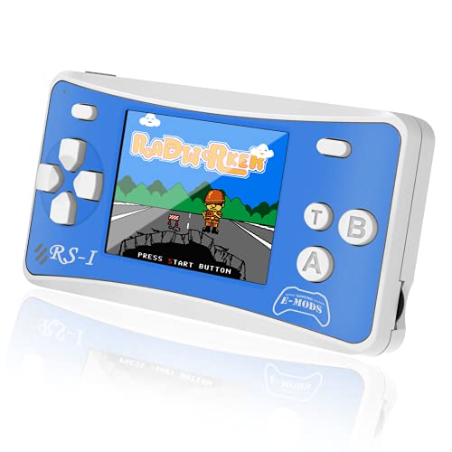 E-MODS GAMING Handheld Game Console Built-in 162 FC Video Games - Retro Kids Video Games with 2.5 Inch Screen Support AV/TV Output, Handheld Game Console for Age 3-12 (Blue)