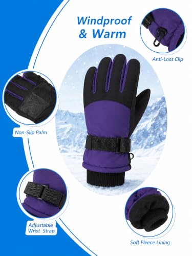 Image of SATINIOR 2 Pairs Kids Winter Snow Gloves Ski Mitten