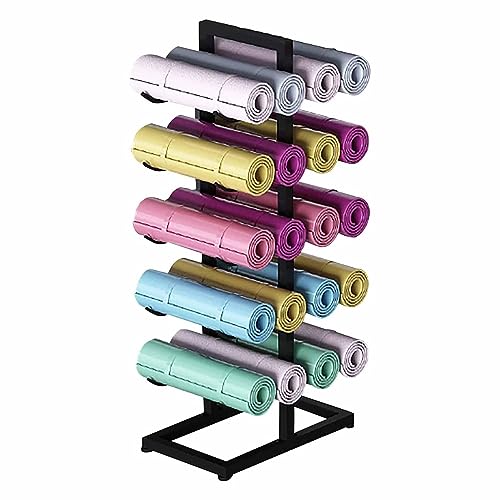 Support de rangement tapis de yoga en métal à 5 niveaux pour organiser votre espace fitness à la maison