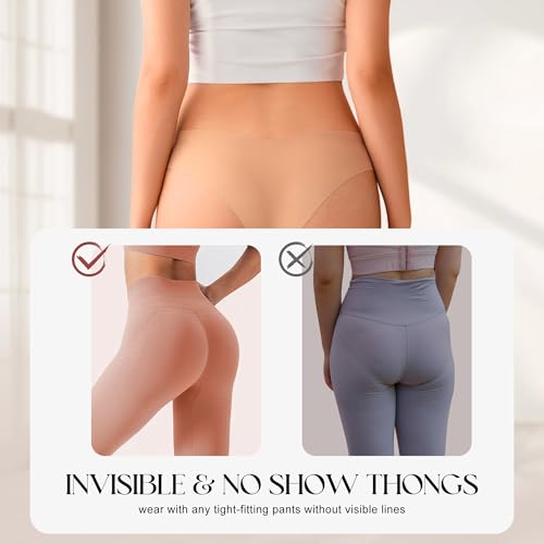 Image of DEANGELMON Women Seamless Bikini Cheeky Underwear Invisible No Show Panties V-Waist Hipster Ladies Soft Stretch Multi Pack