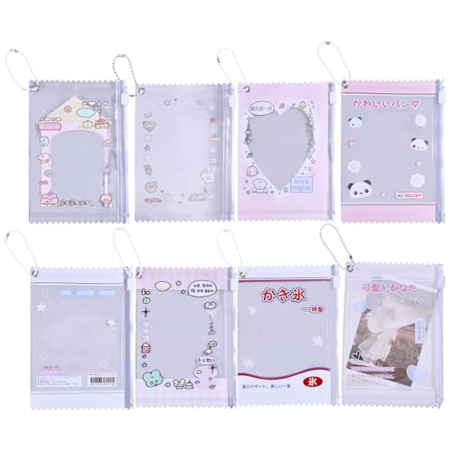 Porte-carte photo en PVC transparent lot de 8 avec chaînes amovibles