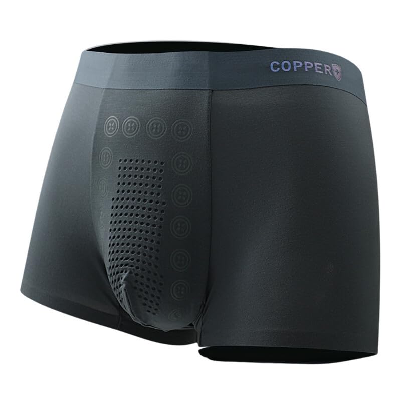Men's Copper Fiber Boxer Shorts Underwear, Gray Green, L