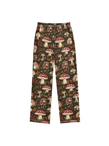 Red Mushrooms and Cute Hedgehogs Boys Pants for Kids Jogger Pants with Pockets S2