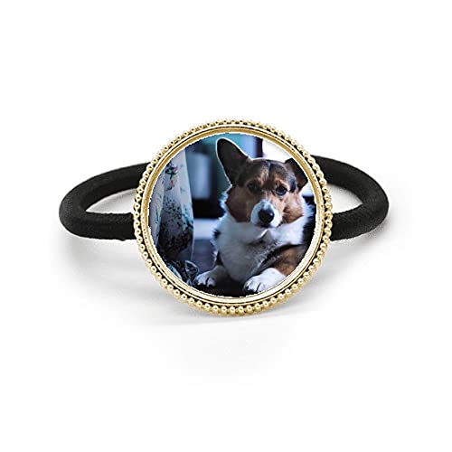 Élastique à cheveux Corgi métal argenté élastique caoutchouc accessoire coiffure