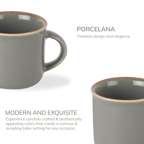 Image of CELLO Estella Nexus Color Silver Mist Plain Mug Set of 6, 90ml, Grey | Scratch Resistant | Porcelain Tea, Coffee Mug Set | Ideal for Daily Use & Gifting | Dishwasher Safe | Small Mug |