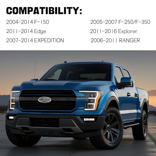 Image of Front Grille American Flag Emblem, 9 Inch US Flag Oval Emblem, Aluminum Front Grill Rear Tailgate Badge Nameplate Replacement for F150 F250 F350, 11-14 Edge, 11-16 Explorer