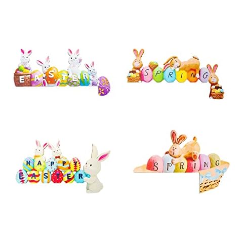 Sempoda Easter Door Frame Decoration, Rabbits Eggs Door Corner Sign Decor Easter Ornament, Cute and Funny Wood Multicolor Corner Doorframe Decoration for Easter Home School Officer Décor Cover