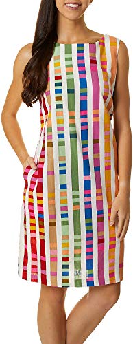 Ronni Nicole Women's Printed Linen Sheath, White Multi, 8