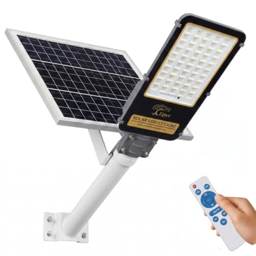 Image of Epyz 100 Watt Semi-Integrated Solar Street Light Aluminium Body Outdoor with Remote and Dusk to Dawn for Garden, Street, Lawn [ 200LED, 25000mAh, Pack of 1, Cold White Light ]