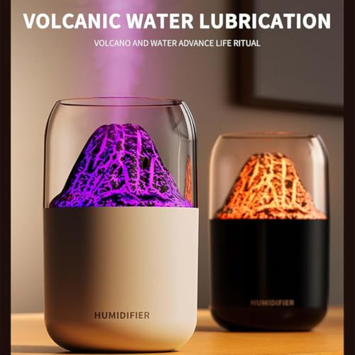 Image of STARQ Volcano Flame Aroma Humidifier with LED Night Light, Cool Mist Diffuser, USB Powered, Portable Air Purifier for Home, Office & Bedroom, White