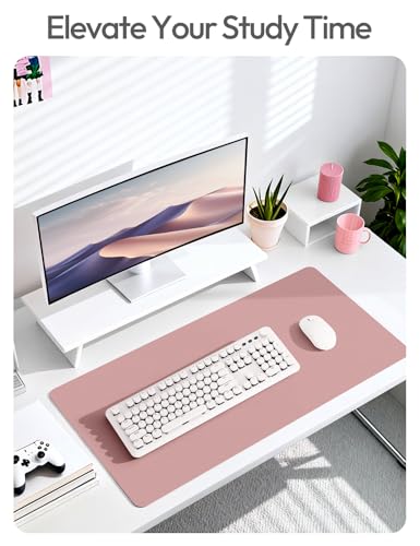 Image of YSAGi Leather Desk Protector, Office Mat, Large Mouse Mat, Non-Slip PU Leather Blotter, Laptop Desk Mat, Waterproof Writing Pad for Office and Home(Pale Mauve, 40 inch x 24 inch)