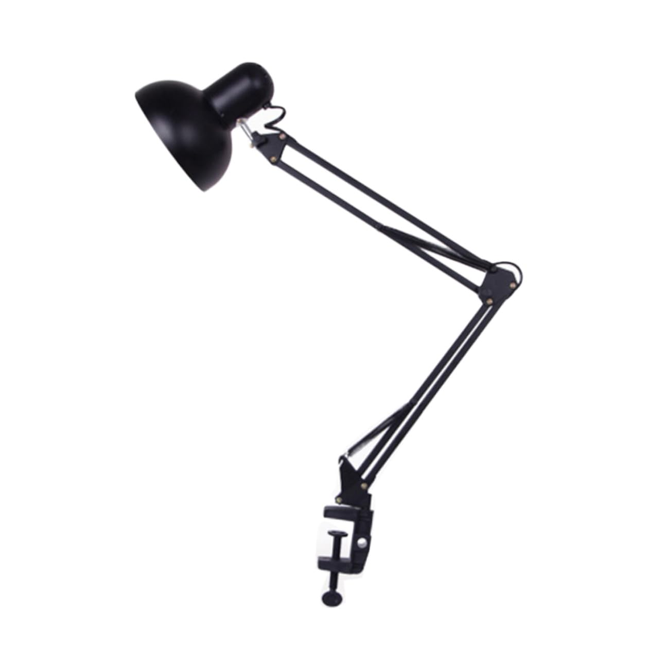Lampada da Tavolo con Morsetto Braccio Snodabile Nero Opaco Lampada Scrivania LED con Montaggio Pinza per Ufficio e Casa con Molla in Acciaio e Controllo Tensione senza Lampadina