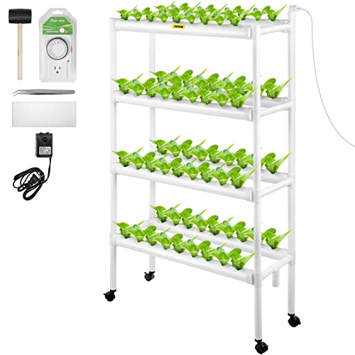 Vevor Hydroponics Growing System, 72 Sites 8 Food-Grade Pvc-U Pipes, 4 Layers Indoor Planting Kit With Water Pump, Timer, Nest Basket, Sponge, For Fruits, Vegetables, Herbs, White #TOP25