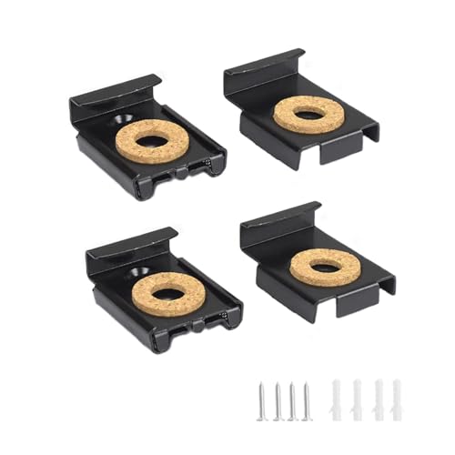 WJUAN 1 juego (4 unidades) de soporte de espejo negro con muelle – Soporte de pared ajustable en altura con soporte de corcho para espejos de baño y habitaciones de hasta 12 kg