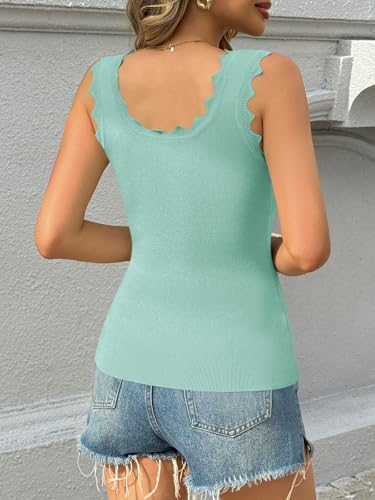 Image of Saodimallsu Womens Ribbed Knit Tank Top Summer Sleeveless Square Neck Casual Basic Slimming Sweater Vest Tops