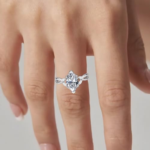 Moissanite Engagement Rings for Women Princess Cut/Oval Cut/Cushion Cut/Pear Shape Cut Moissanite Ring 925 Sterling Silver White Gold Promise Bridal Ring Jewelry Gift for Wife3