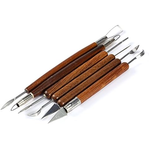 Telituny Modellierwerkzeug 6pcs / Set Keramik Keramik Modellierwerkzeug Fimo Wachs Schnitzwerkzeuge Cover
