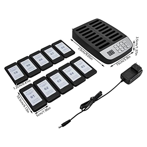 Restaurant Pager System with 10 Pagers Buzzers, Waterproof and Oil-Proof Wireless Restaurant Buzzer Pagers Guest Customer Service Calling System Social Distancing Keeping for Food Truck, Restaurant