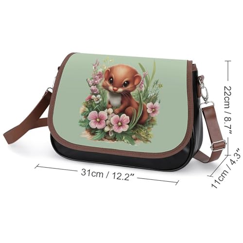 Weasel Flowers Women's Crossbody Bags Leather Messenger Handbag Small Shoulder Bag Purse2