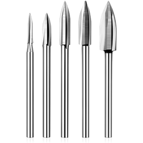 WENORA Wood Carving Tools for Rotary Tool, 5Pcs Engraving Drill Accessories Bit Wood Crafts Grinding Woodworking Tool with 1/8” Shank-DIY Wood Carving Tools Accessories Cover