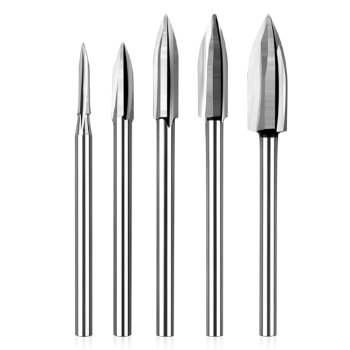 WEMORA Herramientas de tallado de madera, juego de 5 brocas de grabado HSS (5)