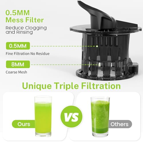 Image of Cold Press Juicer, Juicer Machines with 4.35 inch Wide Feed Chute Juice Extractor Machine, Slow Masticating juicer for Whole Vegetables & Fruits, High Juice Yield, Easy to Operation & Clean
