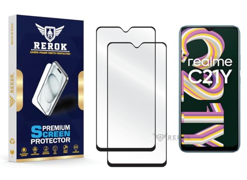 Image of Gorilla Tempered Glass Screen Protector Compatible with Realme C21Y [Pack of 2] | Edge-to-Edge, Bubble-Free, Case Friendly, Easy Installation Kit
