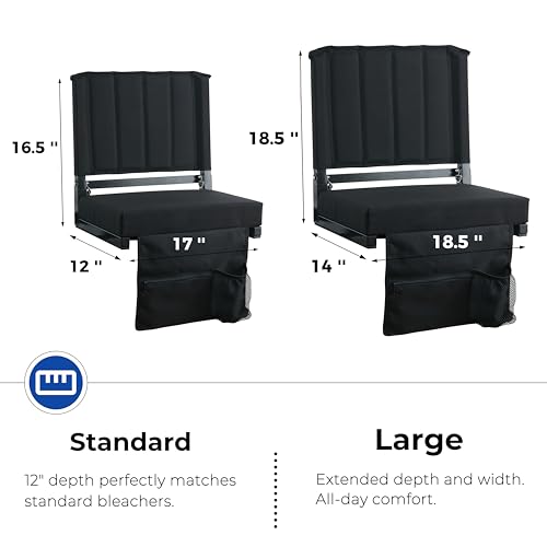 Image of SPORT BEATS Stadium Seats with Back Support Bleacher Chairs with Back and Cushion Thick Padded Bleacher Seats Includes Shoulder Strap