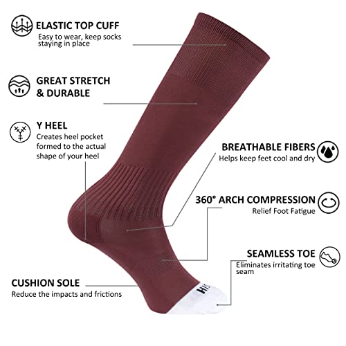 Soccer Baseball Softball Socks, Unisex Youth Solid Knee High Football Volleyball Compression Socks4