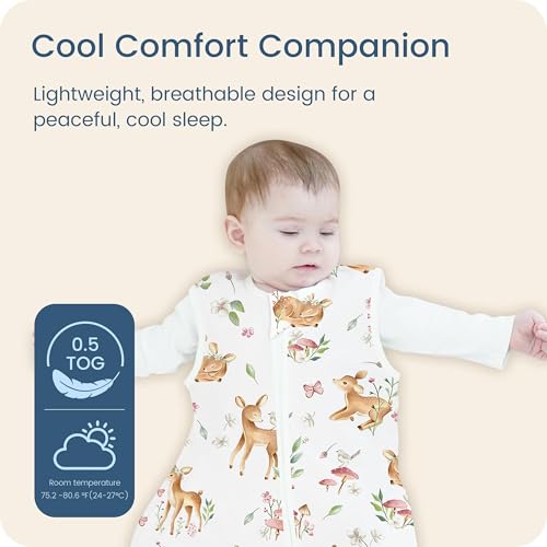 Image of Baby Sleep Sack 6-12-15 Months Light Wearable Blanket for Babies with 2-Way Zippers, 0.5 TOG Premium Soft Breathable Sleeping Bag for Baby Boys Girls 2-Pack