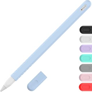 YINVA Sleeve Cover Compatible with Apple Pencil 2nd Generation, Grip Skin Case Accessories Compatible with iPad Pencil 2 Gen with Nib Cap (Blue)
