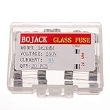 BOJACK 5x20mm 6A 6amp 250V 0.2x0.78 Inch F6AL250V Fast-Blow Glass Fuses(Pack of 20 Pcs)