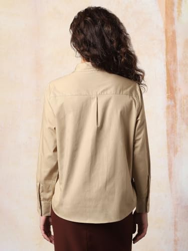 Image of HIGH Star Oversized Solid Cotton Shirt for Women | Stylish Tops for Women | Comfortable and Trendy Casual Shirt