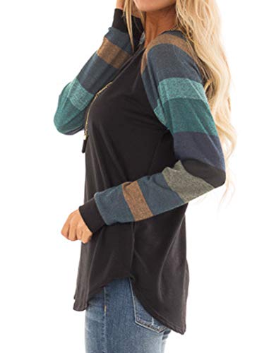 Halife Women's Lightweight Color Block Long Sleeve Loose Fit Pullover Sweatshirts Tunics Tops Shirts3