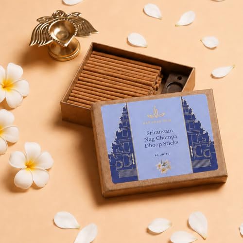 Image of Nag Champa Dhoop Sticks for Pooja | 9cm Long, 60 Dhoop Sticks | Natural & Toxin-Free Dhoop Batti | Long Lasting Home Fragrance | Low Smoke & Low Ash