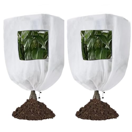 CMINGJ 植物霜保護カバー、39.44 x 39.4インチ、4パック、ジッパー付き冬ツリーブランケット(幅63インチ x 高さ70インチ) (2パック)